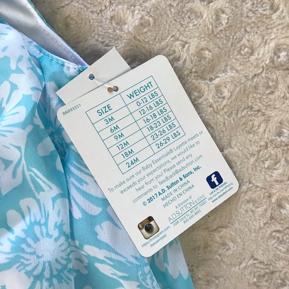 Baby Essentials Bubble Romper Blue White Floral - Picture 4 of 5